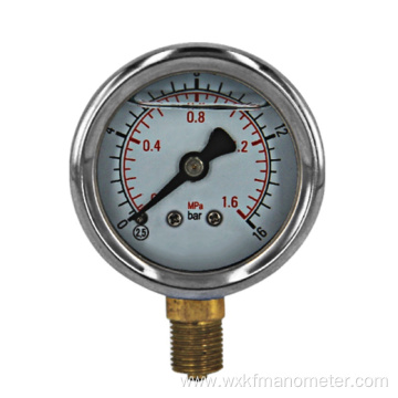 shell brass bottom connection glycerin filled pressure gauge